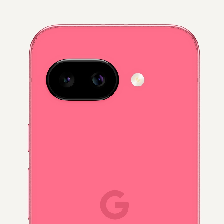 The back of Pixel 9a in Peony colour.