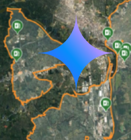 Map of EV charging stations with the Gemini logo