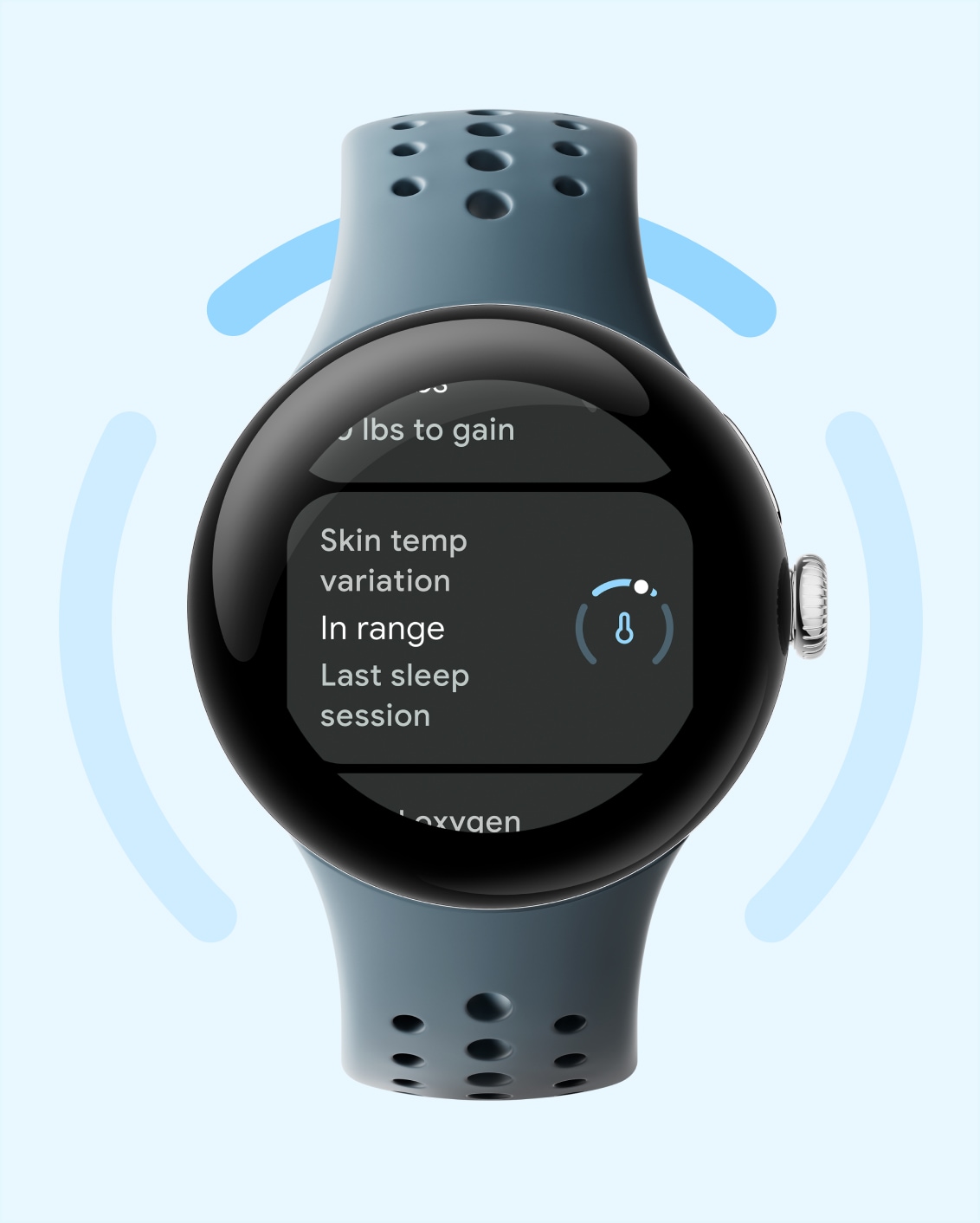 Google Pixel Watch 2 displaying the wearer's variation in skin temperature.