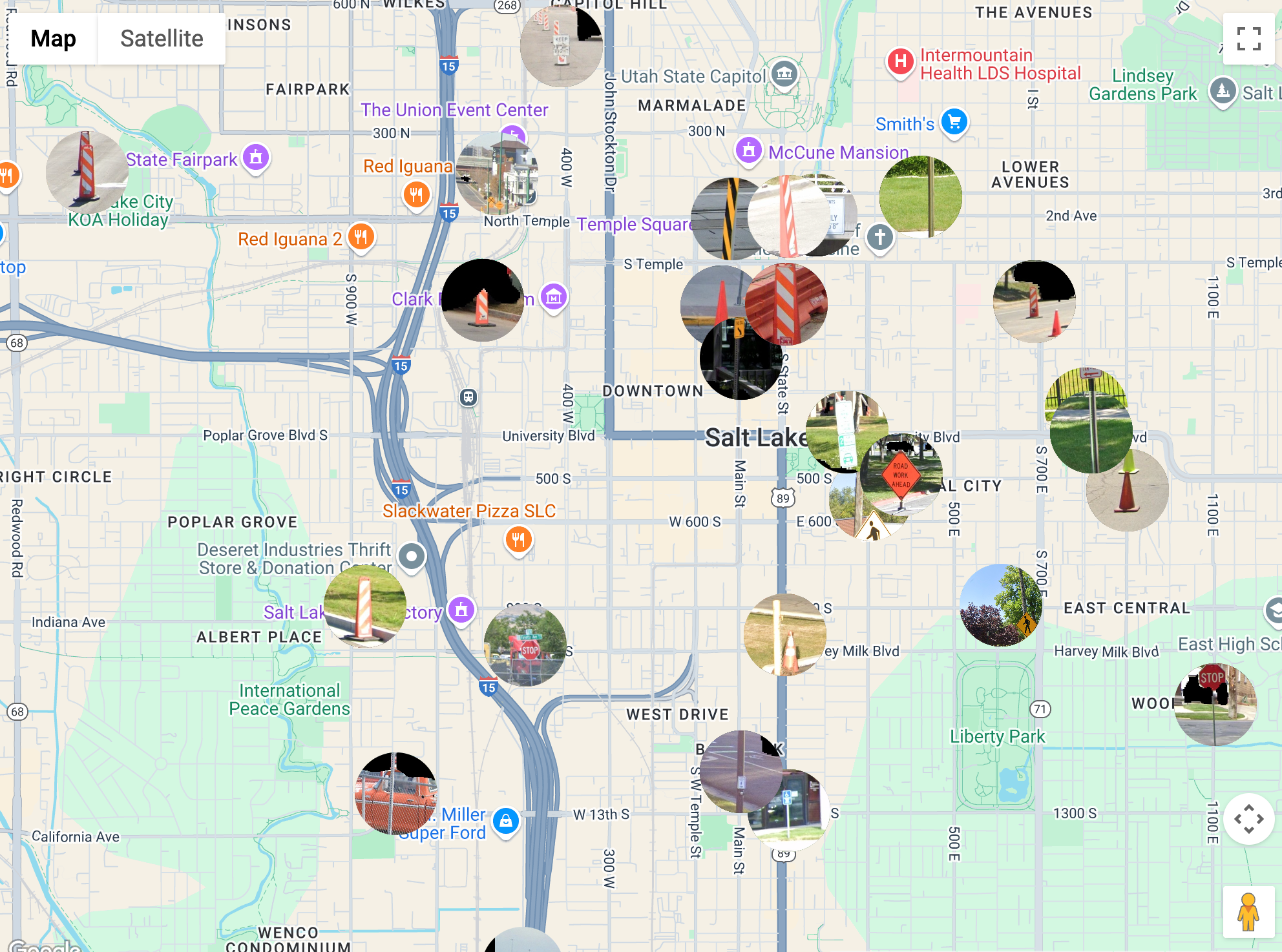 Traffic cone locations