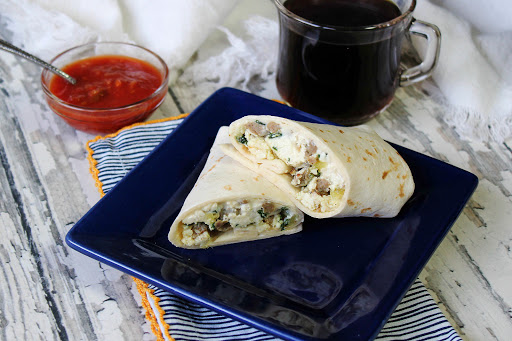 Workday Breakfast Burrito ready to eat.