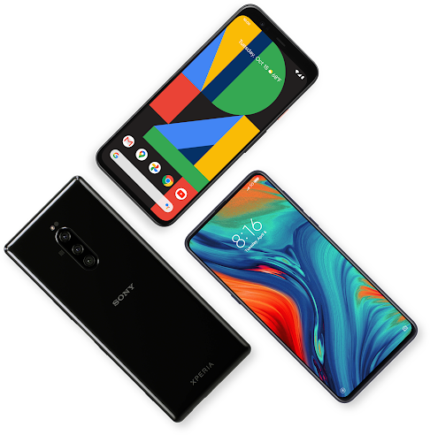 Android destekli cihazlardan oluşan bir kolaj