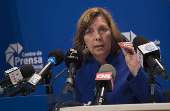 Conferencia de prensa de Josefina Vidal, directora general de EEUU de la Cancillería cubana, tras la tercera ronda de la Comisión Bilateral Cuba-EEUU. Foto: Ismael Francisco/ Cubadebate
