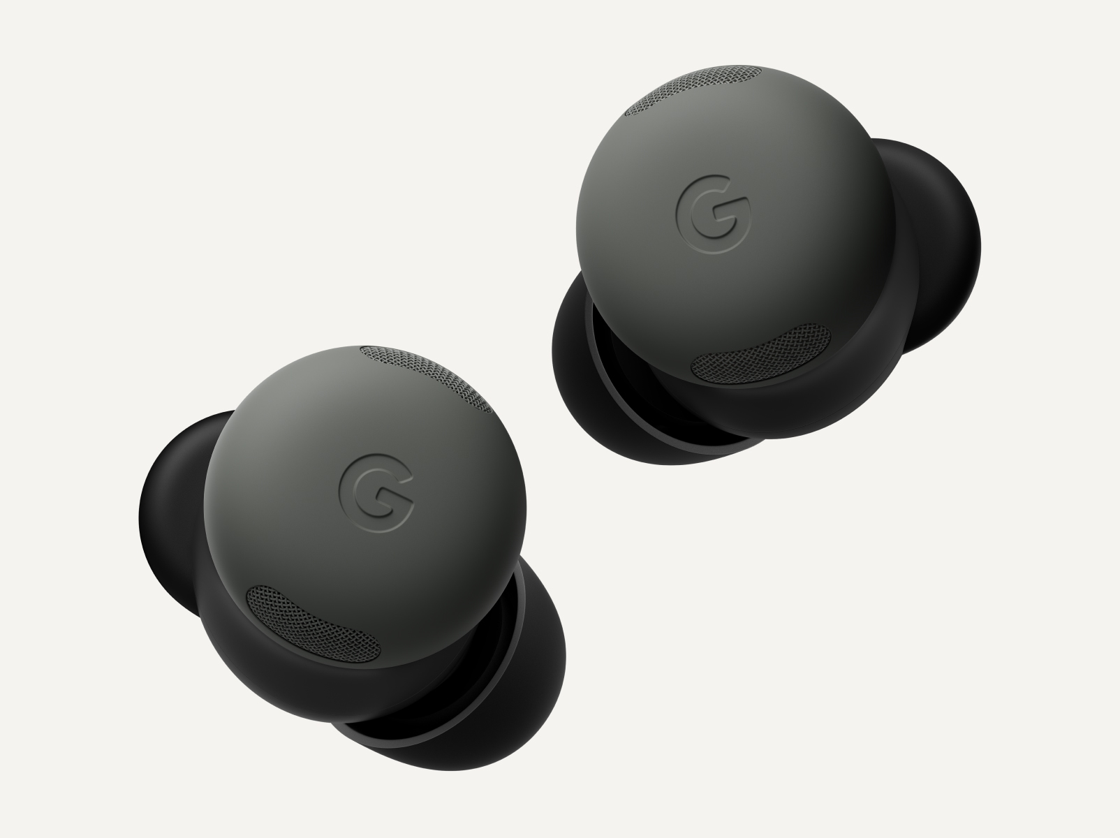 A top view of a pair of Pixel Buds Pro 2 in the color Hazel.
