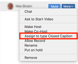 assign to type closed caption